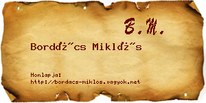 Bordács Miklós névjegykártya