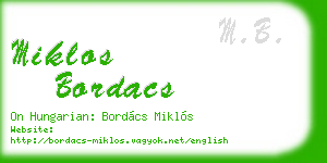miklos bordacs business card